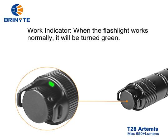 Brinyte T28 Linterna Tricolor: Luz Blanca, Verde y Roja con 500m alcance